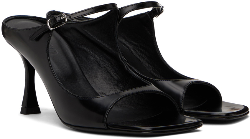 Teurn Studios Black Strappy Leather Heeled Sandals