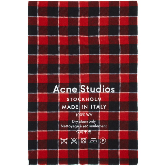 Photo: Acne Studios Red and Black Cassiar Scarf