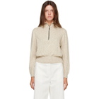 Cordera Off-White Flecked Cotton Zip-Up Sweater