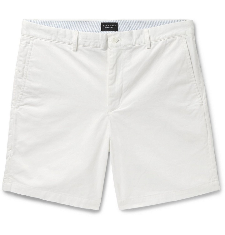 Photo: Club Monaco - Baxter Slim-Fit Stretch-Cotton Twill Shorts - White