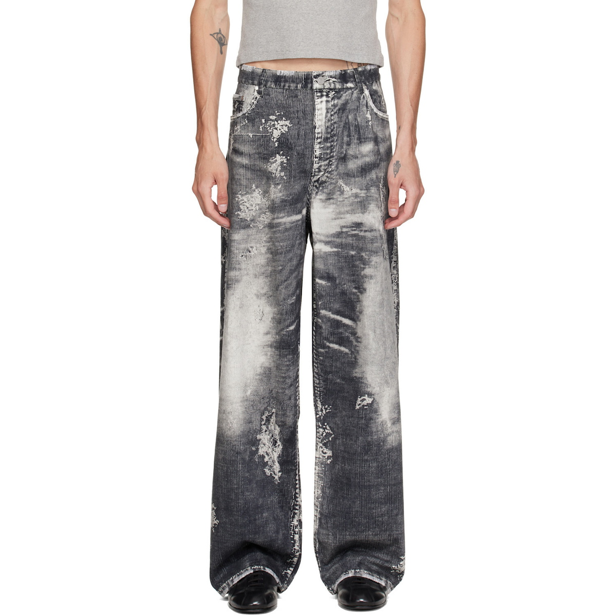 CAMPERLAB Black Corduroy Print Denim Loose Pants