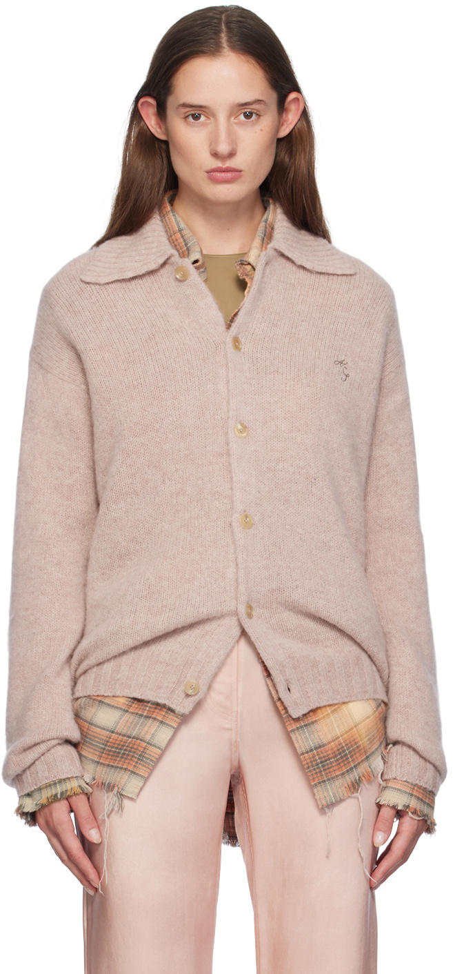 Acne Studios Pink Wool Polo Cardigan Acne Studios 