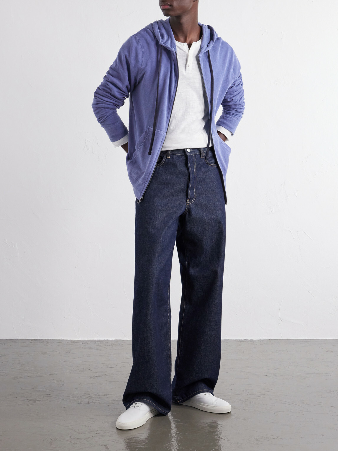 James Perse - Supima Cotton-Jersey Zip-Up Hoodie - Blue