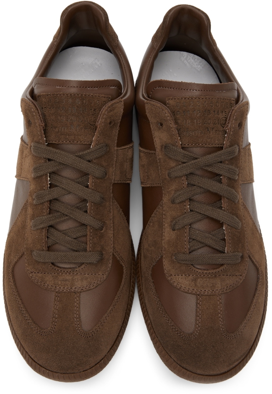 【関税＆送料込み】Maison Margiela Brown And Dark Green Sne Maison Margiela Replica Sneakers | Brown | FARFETCH
