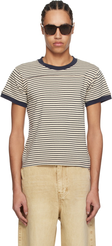 Photo: Carter Young Beige & Navy Striped Football T-shirt