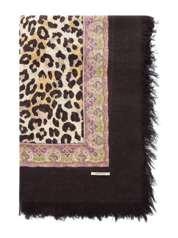 Photo: KAPITAL - Fringed Printed Gauze Scarf - Brown