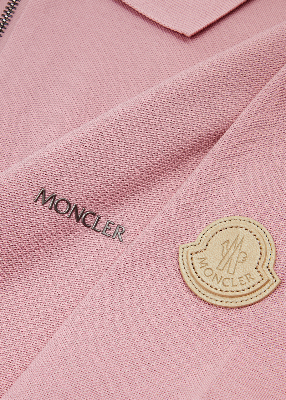 Moncler Logo Piqué Cotton Polo Shirt Pink Moncler