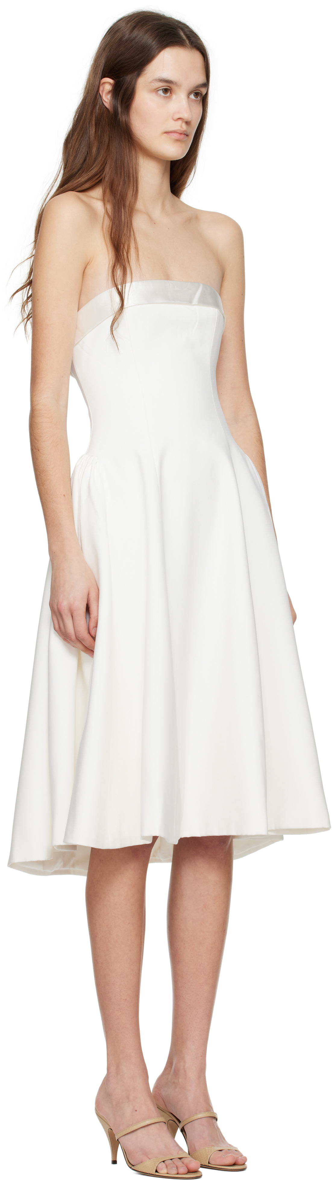 Mirror Palais White Strapless Opera Lady Midi Dress