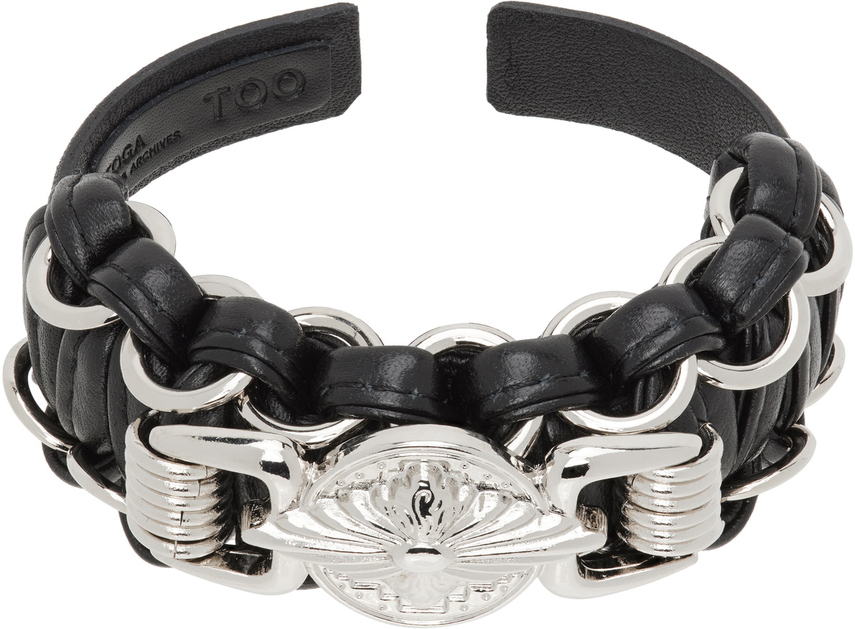 TOGA Women's Concho Leather Bangle in Black Toga Pulla