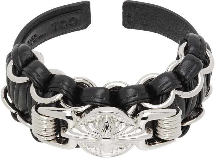 Photo: Toga Pulla Black Leather Braid Bangle Bracelet