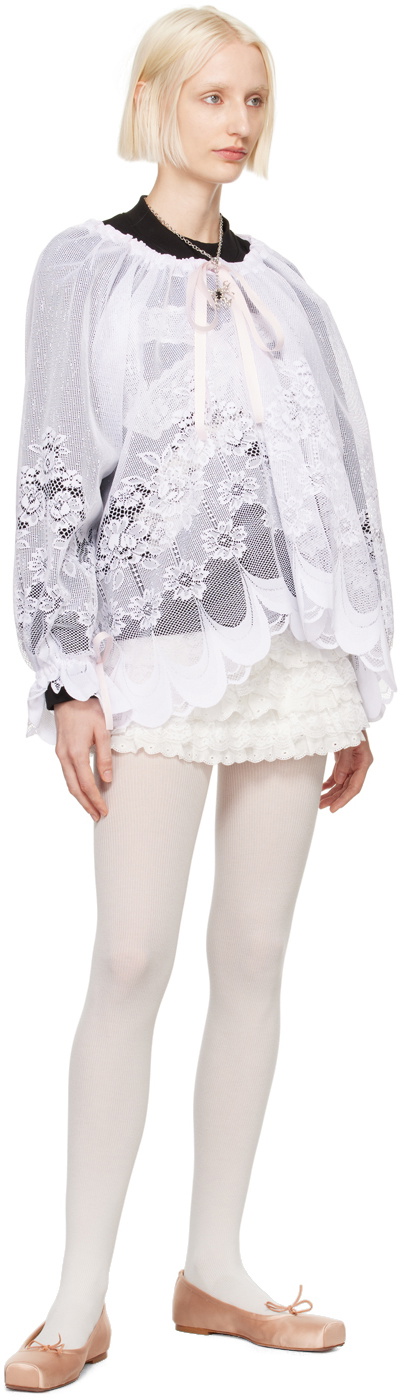 Yuhan Wang White Lace Trimmed Miniskirt