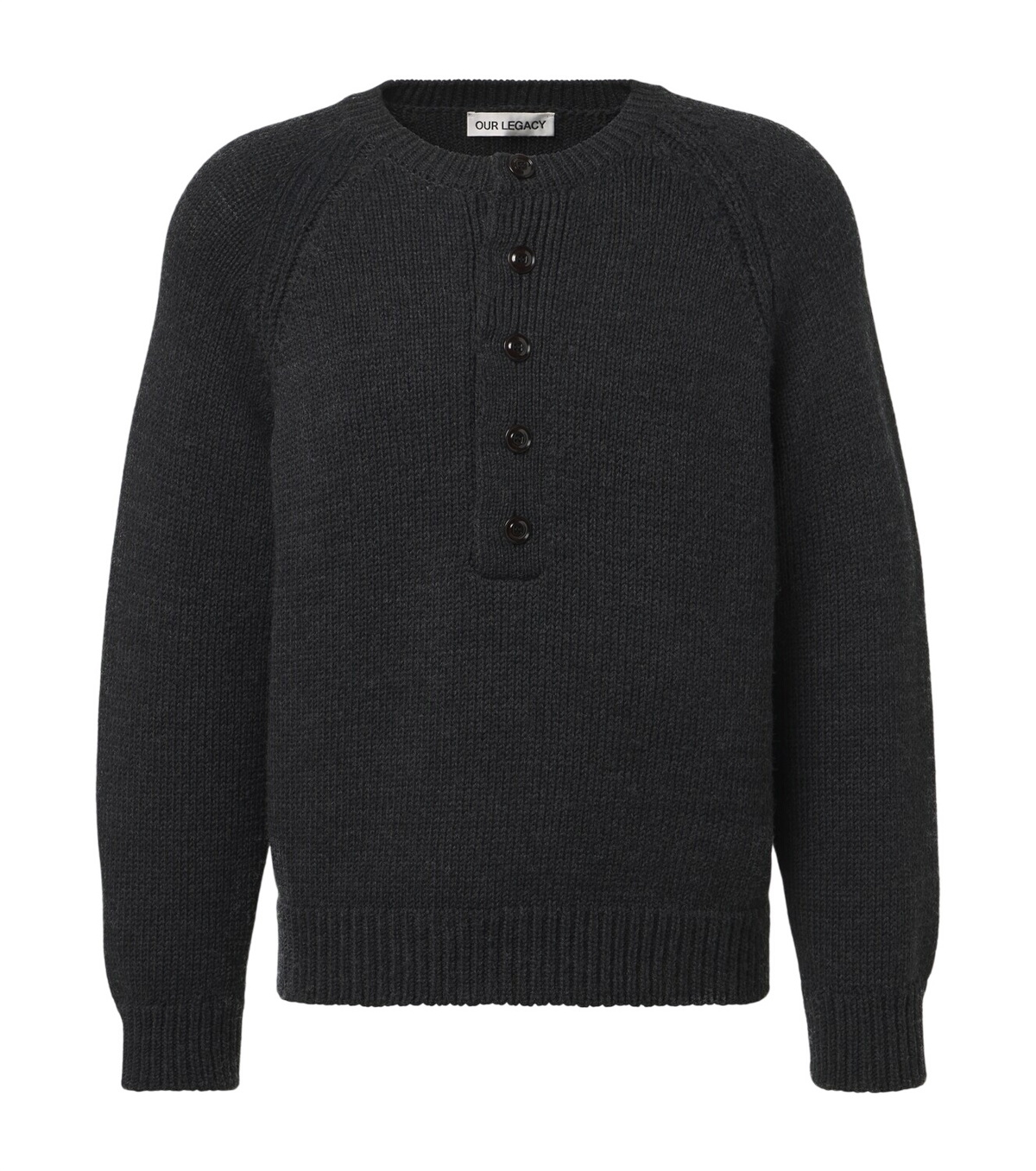 トップス Our Legacy ILEPIQUET Black PseudoKnit 48 Our Legacy Men's Ile Piquet in Black Pseudo Knit Our Legacy