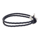 Salvatore Ferragamo Navy Braided Bracelet