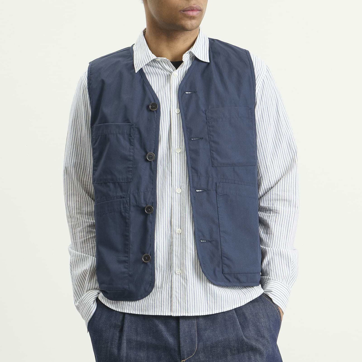 Universal Works Men's Recycled Poly Tech City Waistcoat in Navy