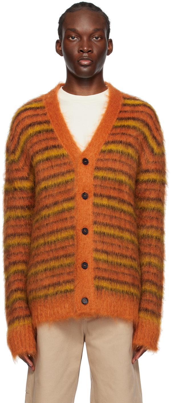 Marni Orange Striped Cardigan