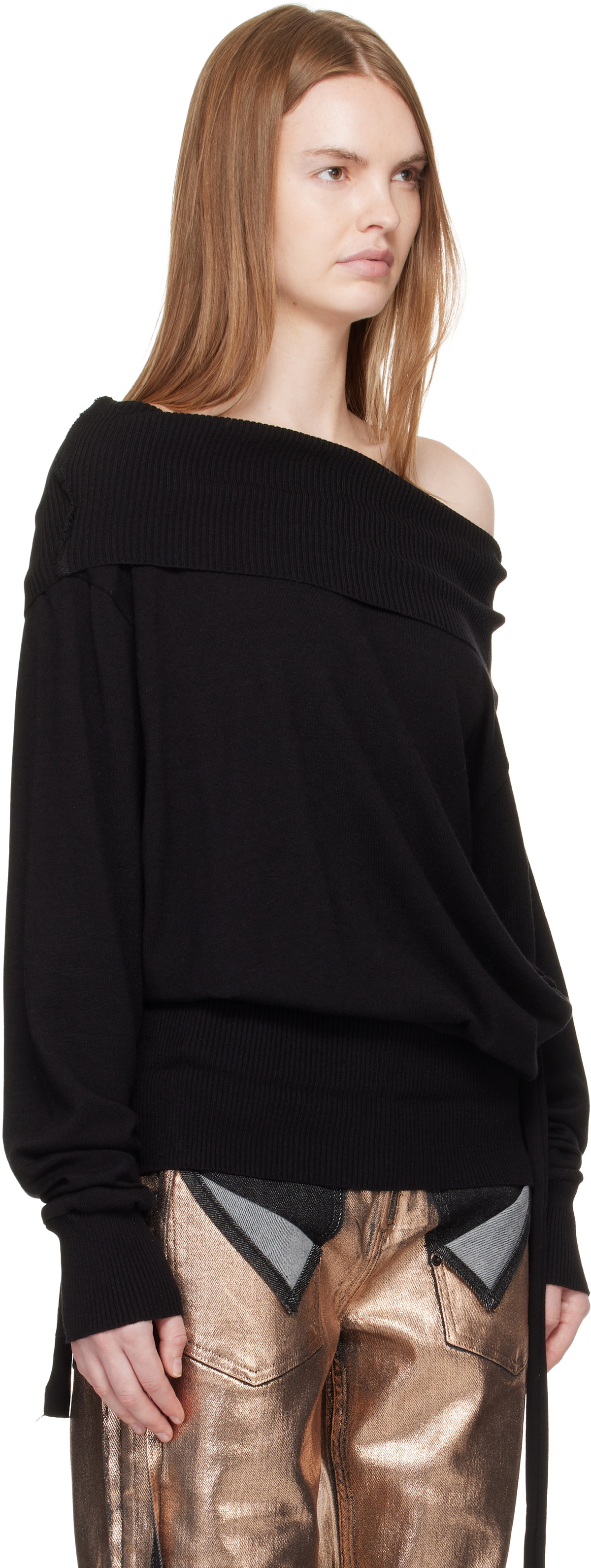 Ottolinger Black Upside Down Knit Sweater