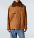 Plan C Shearling-trimmed suede field jacket