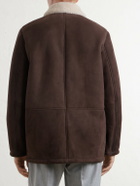 Canali - Shearling-Trimmed Suede Jacket - Brown