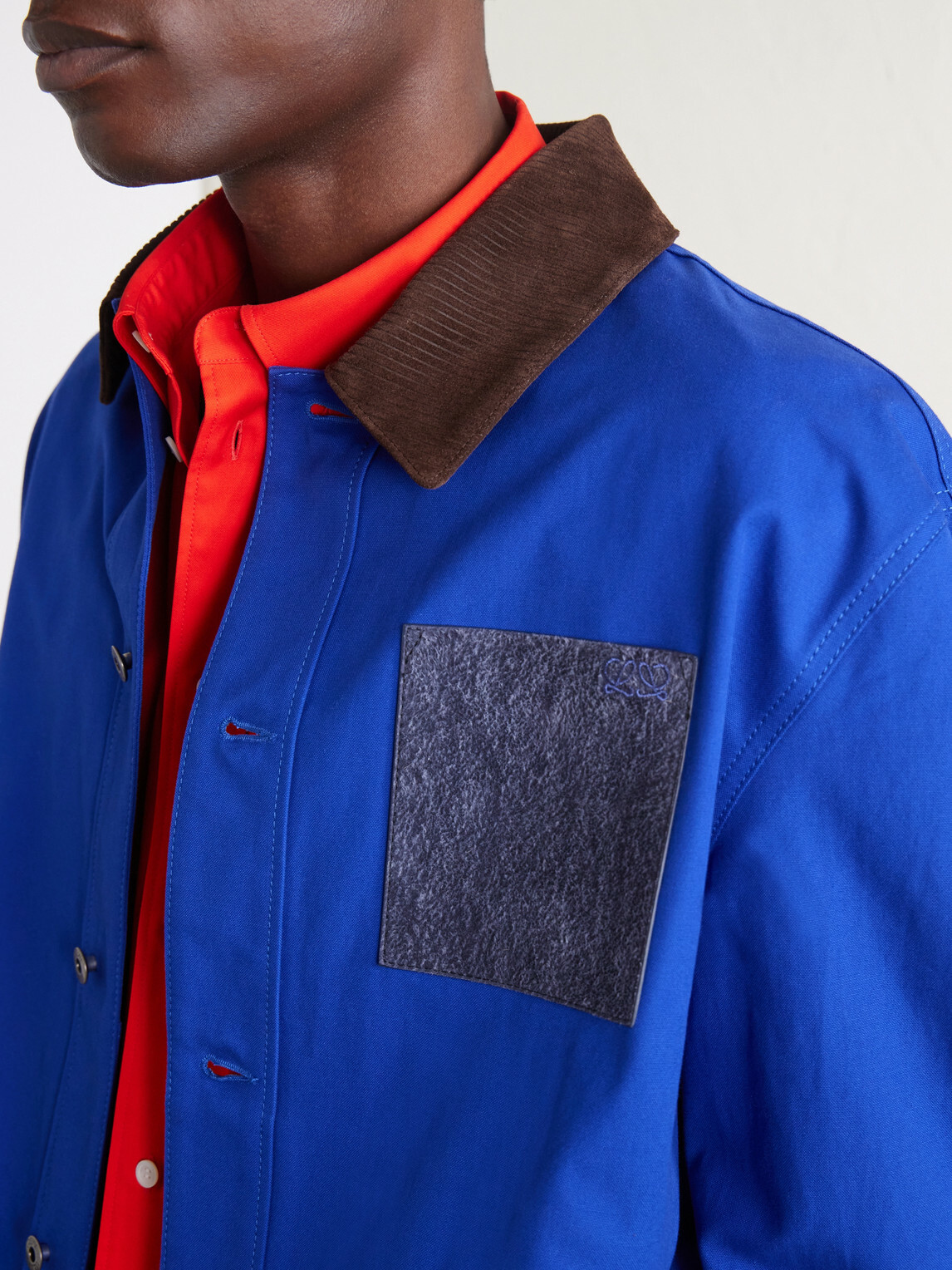 LOEWE - Suede-Trimmed Cotton Jacket - Blue