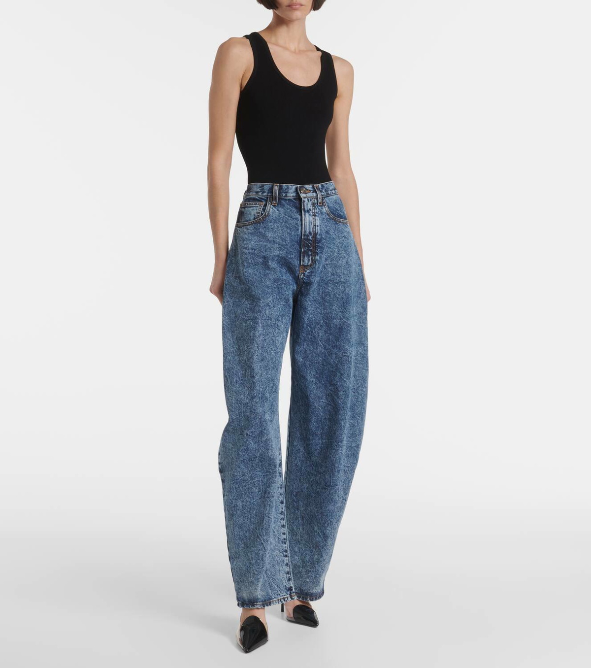 Alaïa 90 PVC and leather mules