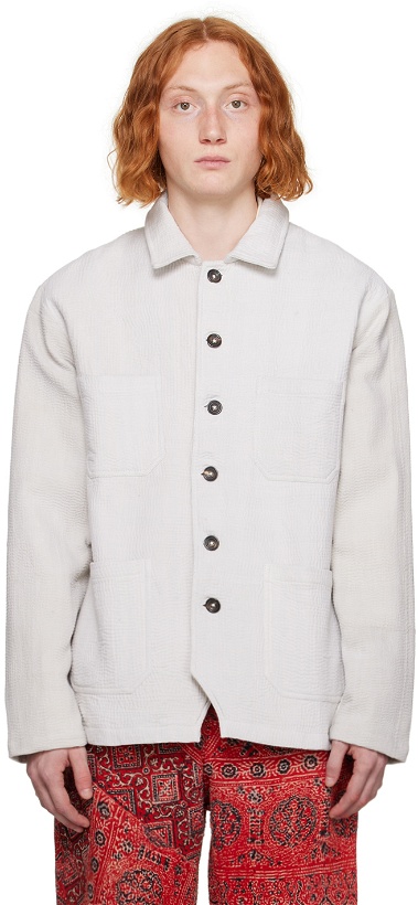 Photo: Karu Research Off-White Embroidered Chore Jacket