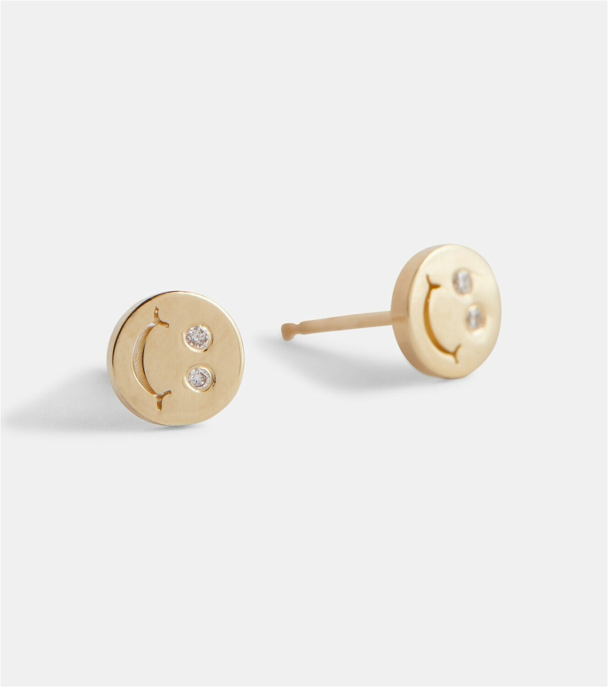 Sydney Evan Happy Face 14kt gold and diamond earrings