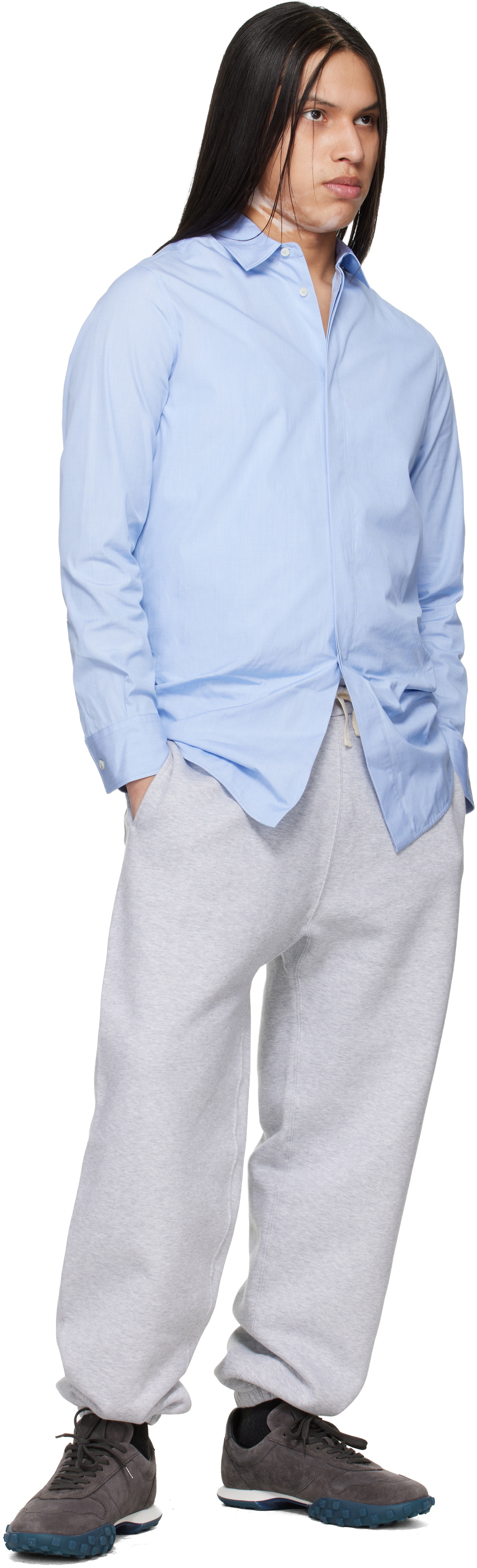 Jil Sander Gray Embroidered Logo Fleece Sweatpants