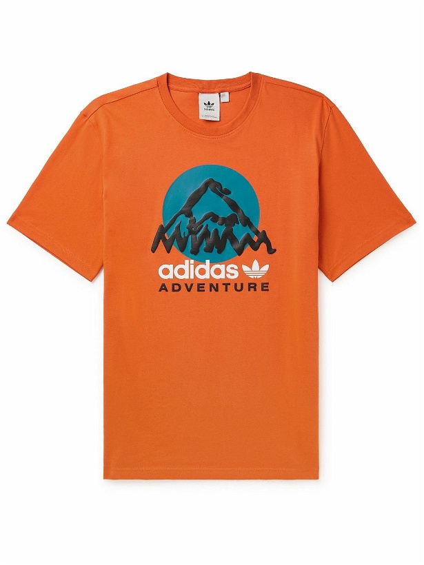 Photo: adidas Originals - Adventure Logo-Print Cotton-Jersey T-Shirt - Orange