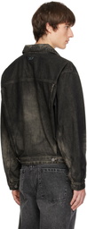Diesel Black Dirty-Effect Denim Trucker Jacket
