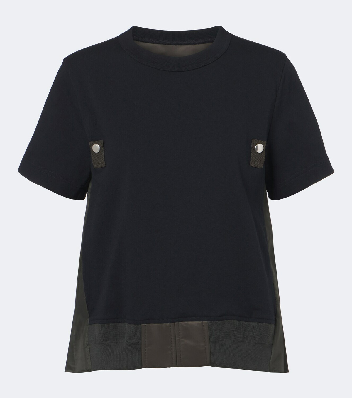 Sacai Paneled plissé cotton jersey T-shirt
