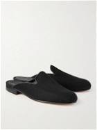 George Cleverley - Leather-Trimmed Cashmere Backless Loafers - Black