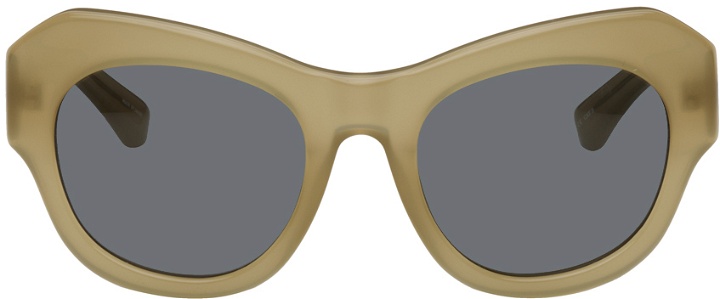 Photo: Dries Van Noten Tan Linda Farrow Edition Cat-Eye Sunglasses