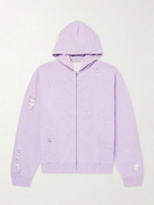 Acne Studios - Franzine Distressed Cotton-Blend Jersey Zip-Up Hoodie - Purple