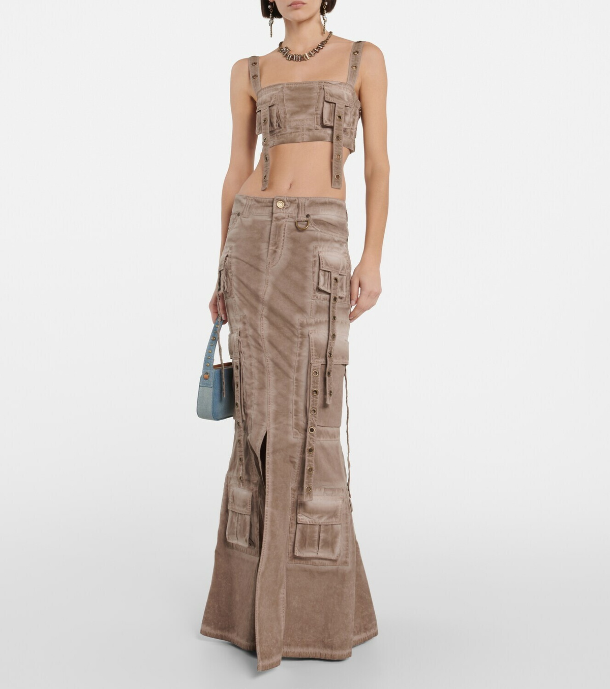 Blumarine - Cargo denim maxi skirt