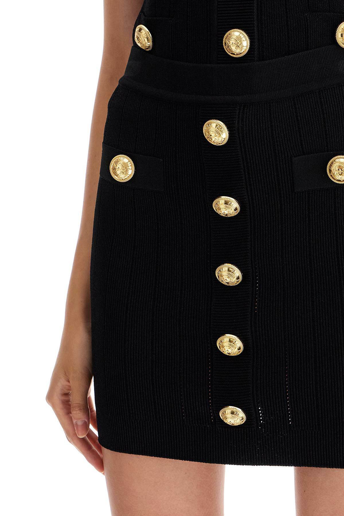 BALMAIN knitted mini skirt with embossed buttons Black Balmain