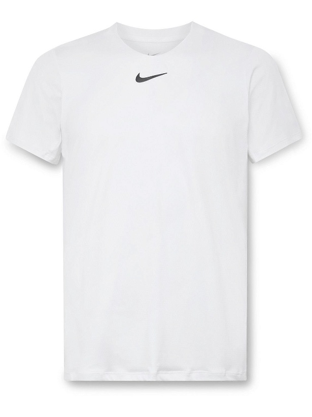 Photo: Nike Tennis - Court Advantage Slim-Fit Logo-Print Recycled Dri-FIT Tennis T-Shirt - White