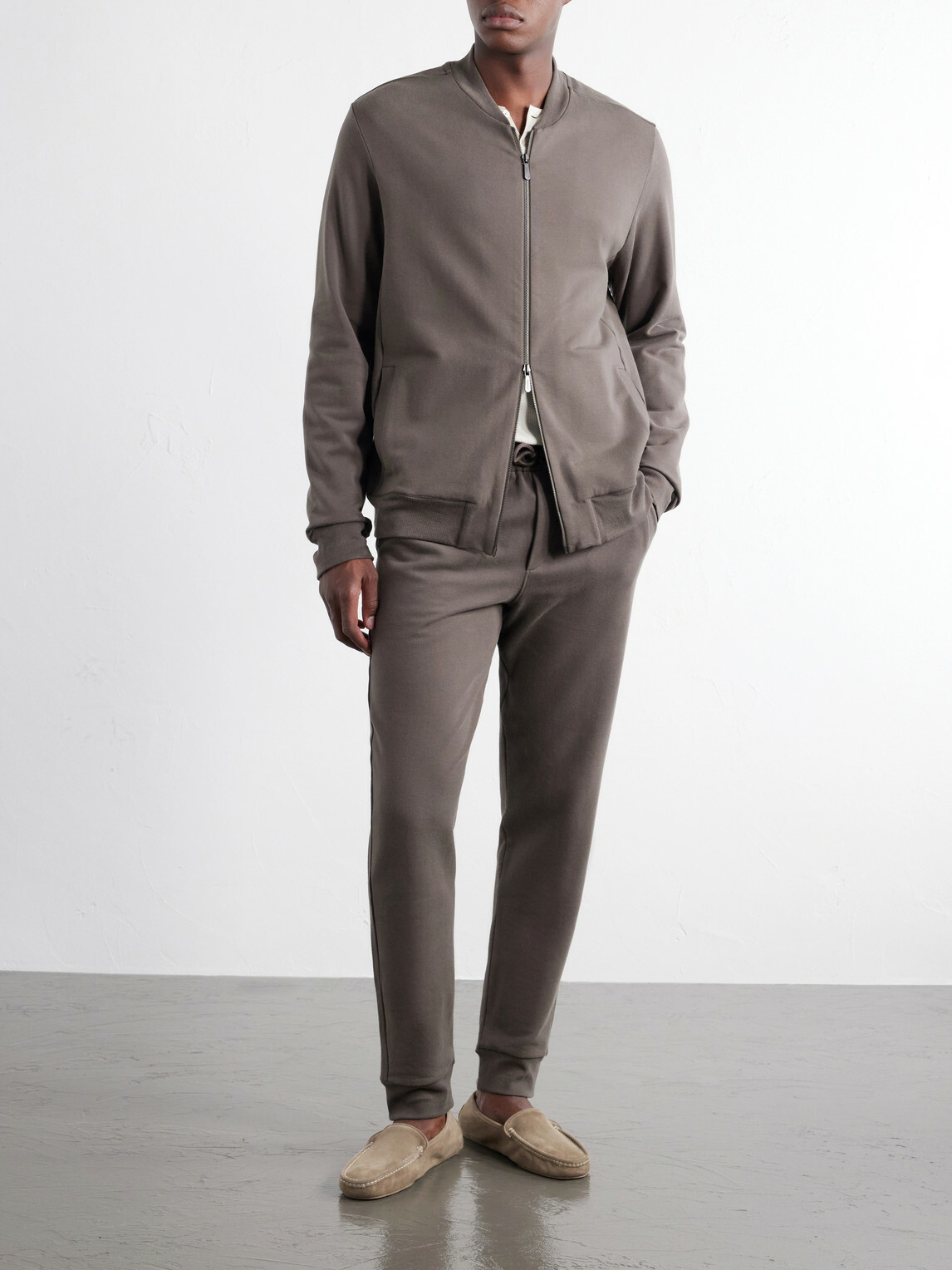 Zimmerli - Cotton-Blend Jersey Zip-Up Overshirt - Brown