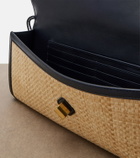 Bottega Veneta Andiamo leather-trimmed raffia clutch