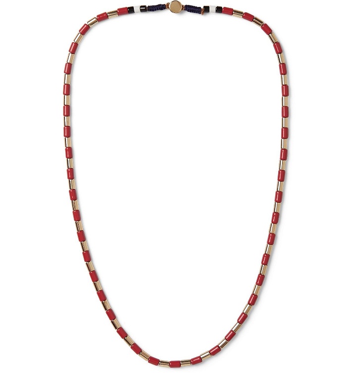 Photo: Roxanne Assoulin - Gilded U-Tube Enamel and Gold-Tone Necklace - Red