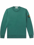 Stone Island - Logo-Appliquéd Garment-Dyed Cotton-Jersey Sweatshirt - Green