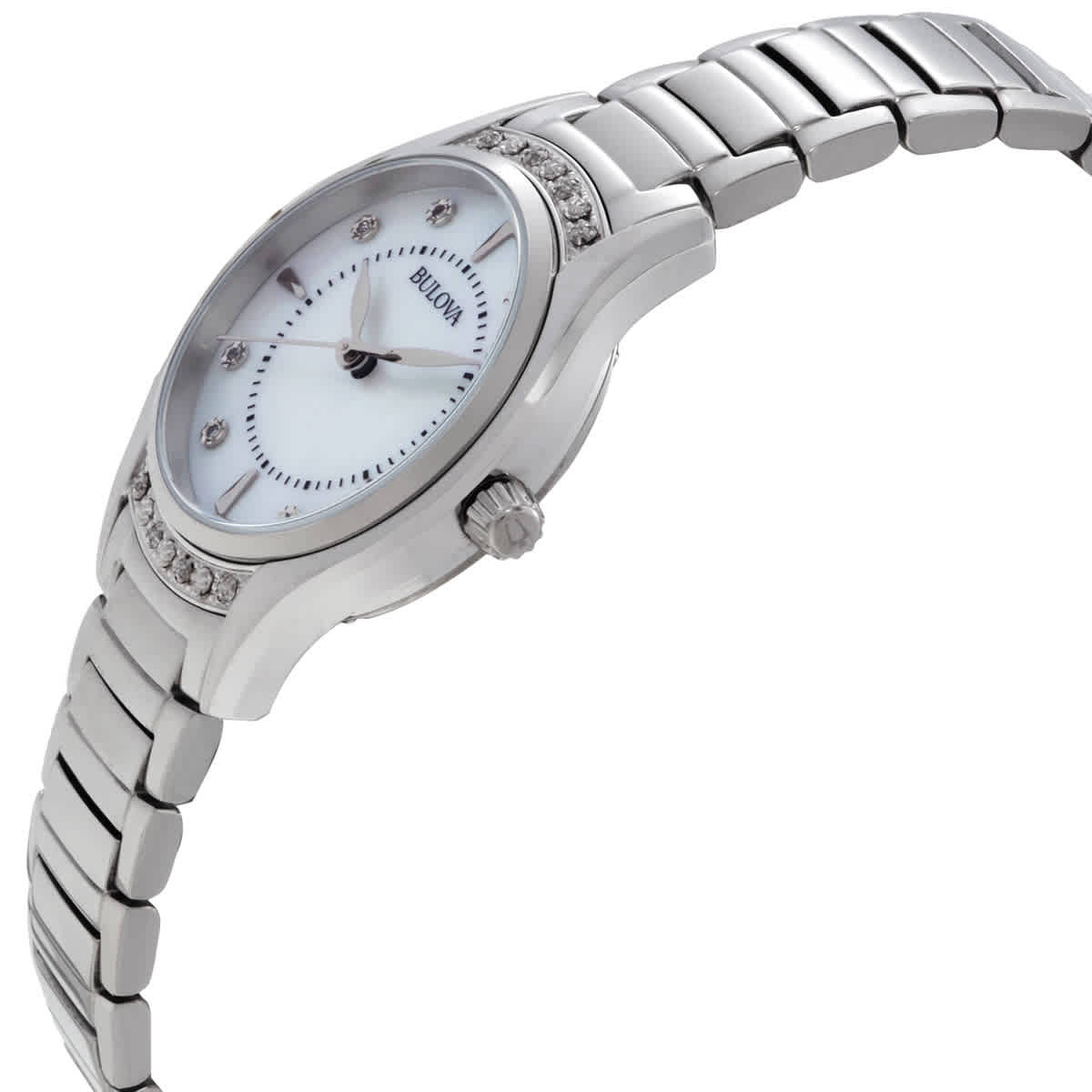Bulova Quartz White Mother of Pearl Dial Ladies Watch 96R216