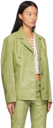 Saks Potts Green Leather Nord Blazer Jacket