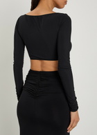 Nensi Dojaka Ruched Stretch-jersey Crop top Black