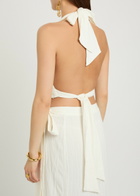 Delos Ayla Textured Woven Crop top White