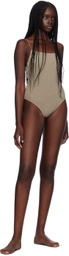 TOTEME Taupe Smocked One-Piece Swimsuit