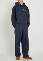 Picante Tailor Embroidered Hooded Cotton Sweatshirt Navy