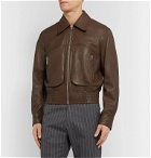 Lemaire - Cropped Leather Blouson Jacket - Brown