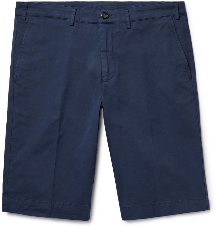 Photo: Canali - Cotton-Blend Twill Shorts - Navy