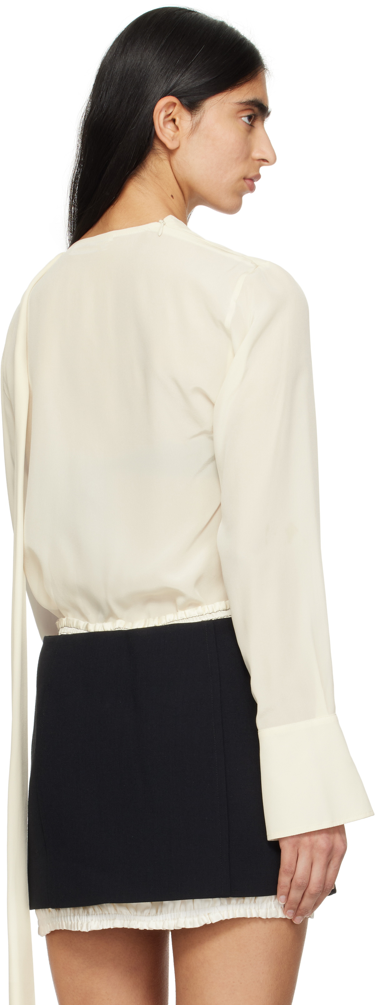Victoria Beckham Off-White Twist Detail Scarf Blouse