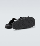 Gucci GG leather-trimmed canvas slides